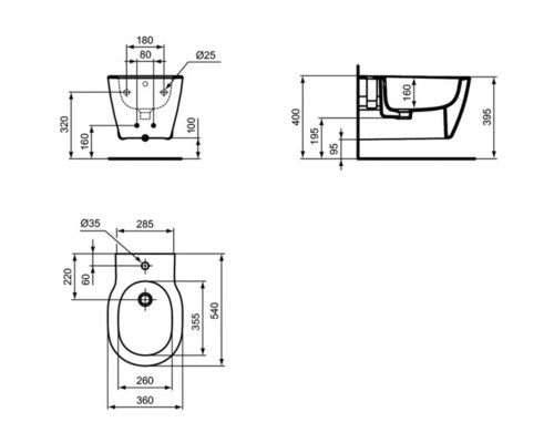 Биде Ideal Standard Connect E772201 подвесное Euro White
