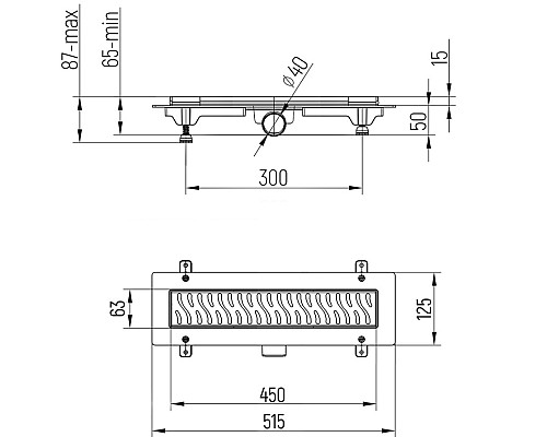 Душевой лоток Paini Harmony 450 CH450H с решеткой Хром