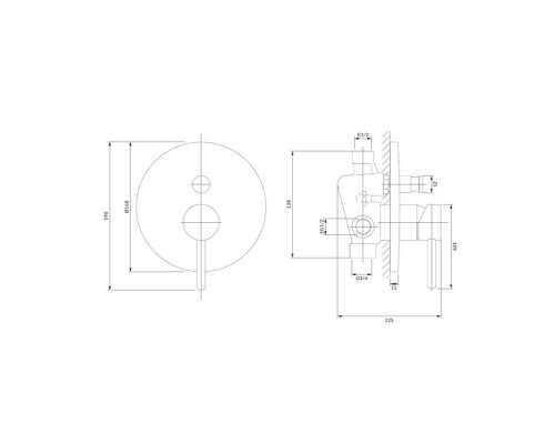 Смеситель для душа скрытого монтажа Omnires Y Y1235BL черный BLH