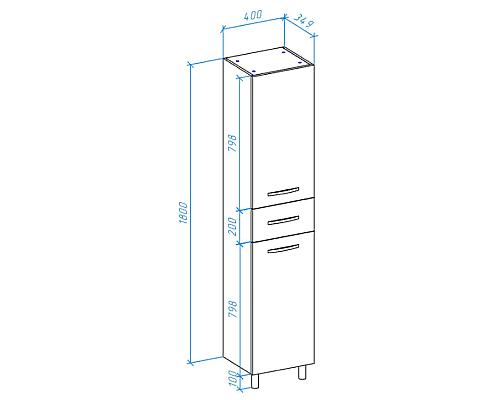 Шкаф пенал Bellezza Анкона 40 R 4629605661018 Белый