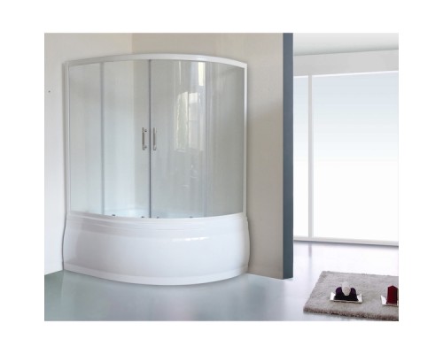 Шторка на ванну Royal Bath Alpine 160 профиль Белый стекло прозрачное