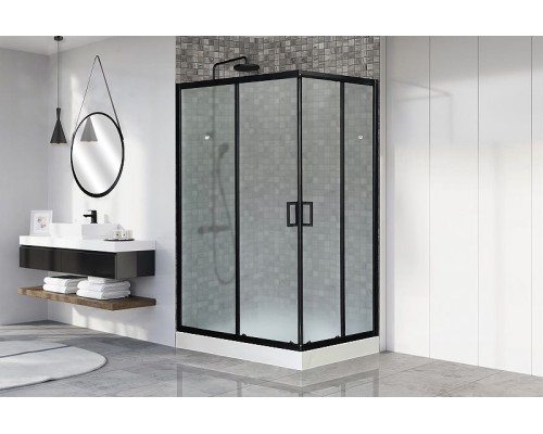 Душевой уголок Royal Bath HP 120х80 RB8120HP-C-BL-L профиль Черный стекло матовое