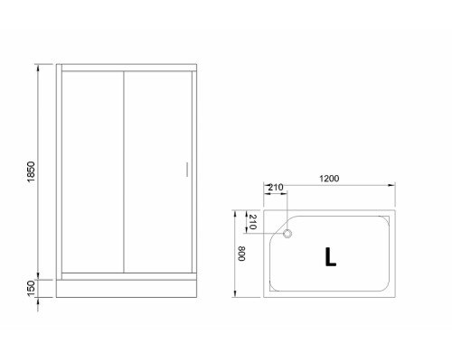 Душевой уголок Royal Bath HP 120х80 RB8120HP-C-BL-L профиль Черный стекло матовое
