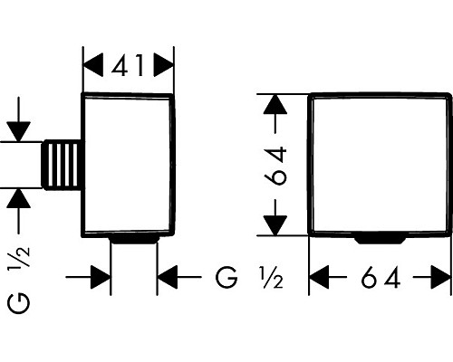 Шланговое подключение для душа Hansgrohe Fixfit Square 26455000
