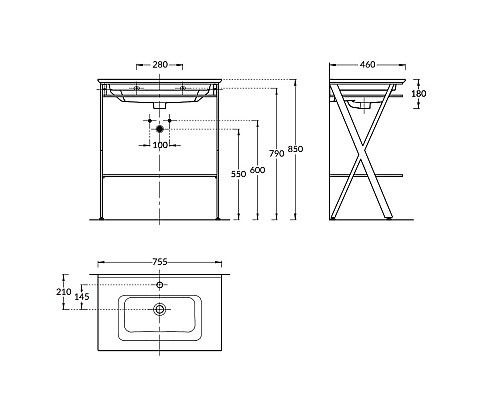 Металлическая структура Kerama Marazzi PIANO Next напольная 75, черная матовая