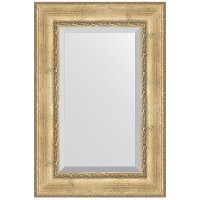 Зеркало Evoform Exclusive 92х62 BY 3428 с фацетом в багетной раме - Состаренное серебро с орнаментом 120 мм