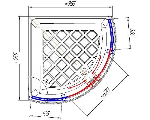 Душевой уголок Radomir 100x100 1-03-1-0-0-0041 с поддоном профиль Белый стекло матовое