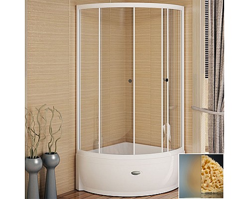 Душевой уголок Radomir 100x100 1-03-1-0-0-0041 с поддоном профиль Белый стекло матовое