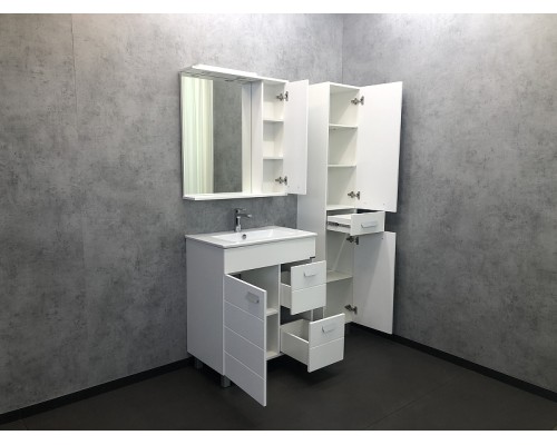 Зеркало со шкафом Comforty Модена М-75 00-00001640 с подсветкой Белое матовое