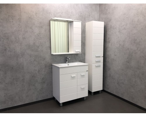 Зеркало со шкафом Comforty Модена М-75 00-00001640 с подсветкой Белое матовое