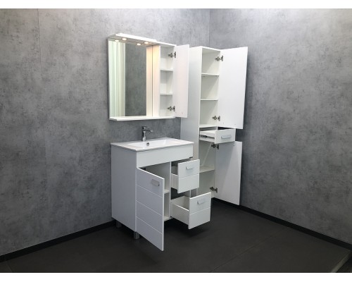 Зеркало со шкафом Comforty Модена М-75 00-00001640 с подсветкой Белое матовое