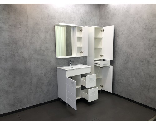 Зеркало со шкафом Comforty Модена М-75 00-00001640 с подсветкой Белое матовое