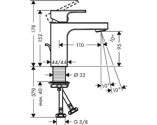 Смеситель для раковины Hansgrohe Vernis Shape 71561670 Черный матовый