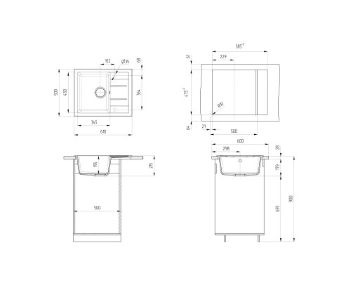 Кухонная мойка Ulgran U-607-307 терракот