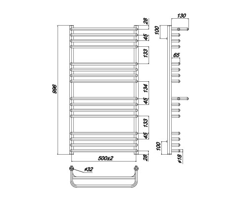 Полотенцесушитель Водяной Ravak Optima 50x100 X04000083686