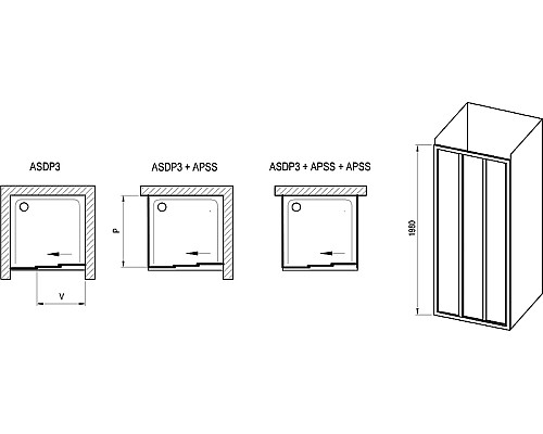 Душевая дверь Ravak Supernova ASDP3-100 00VA03R2Z1 профиль Черный стекло Transparent