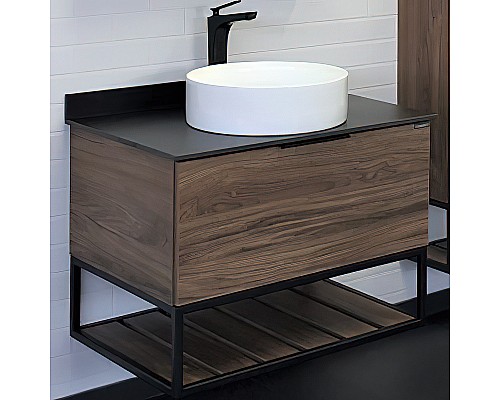Тумба с раковиной Comforty Порто 75 00-00008926 подвесная Дуб темно-коричневый