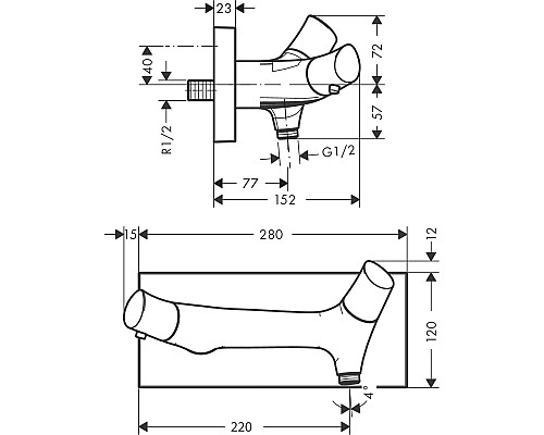 Смеситель для душа Axor Starck Organic 12602000 с термостатом Хром