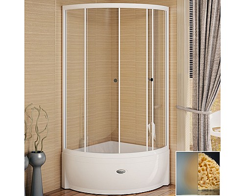 Душевой уголок Radomir 90x90 1-03-1-0-0-0021 с поддоном профиль Белый стекло матовое