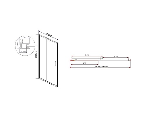 Душевая дверь Vincea Garda 105 VDS-1G105CL профиль Хром стекло прозрачное