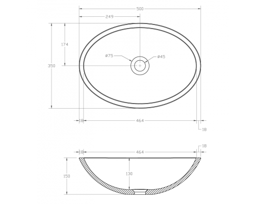 Раковина-чаша Abber Kristall 50 AT2802Onyx Черная