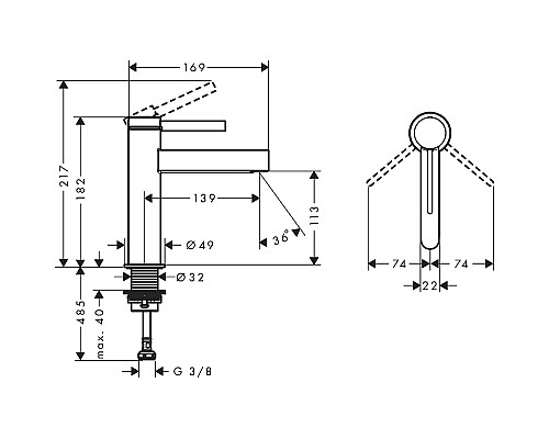 Смеситель для раковины Hansgrohe Finoris 76023700 Белый матовый