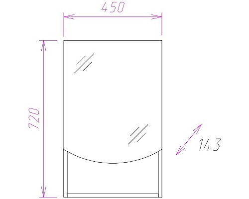 Зеркальный шкаф Onika Селена 45.00 R 204505 Бодега светлый