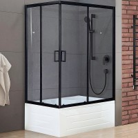 Душевой уголок Royal Bath BP 120х80 профиль Черный стекло прозрачное