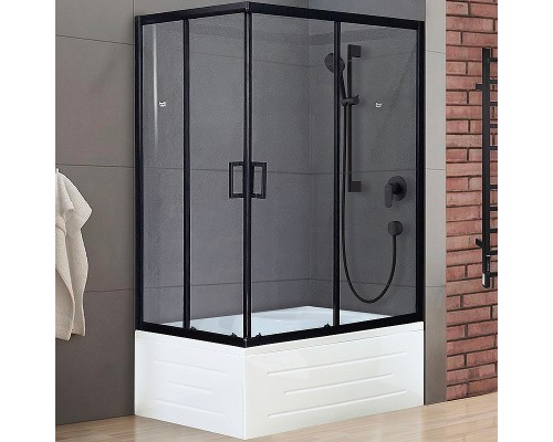 Душевой уголок Royal Bath BP 120х80 профиль Черный стекло прозрачное