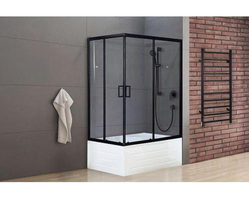 Душевой уголок Royal Bath BP 120х80 профиль Черный стекло прозрачное