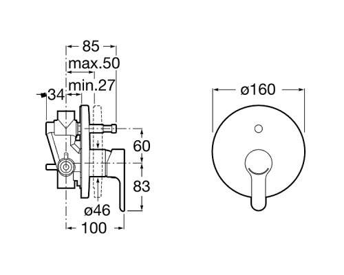 Смеситель для душа Roca L20 5A0A09C00 Хром