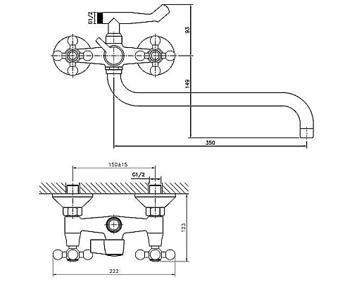 Смеситель для ванны Haiba HB2619-2 универсальный Хром