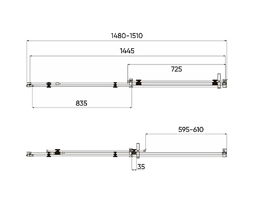 Душевая дверь Veconi Vianno VN-74B 150 VN74B-150-01-C4 Черный матовый
