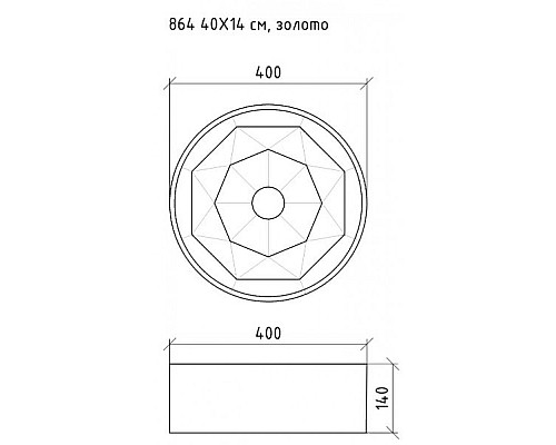 Раковина ГРАНЬ 400x140 золото