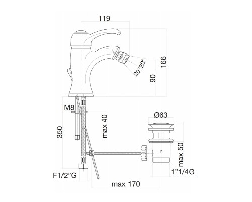 Смеситель для биде Fiore Jafar 47ZZ5321 Бронза