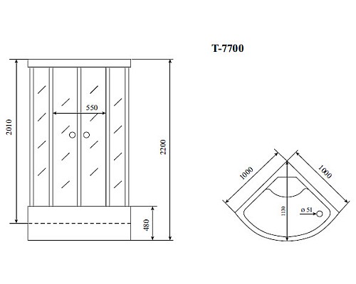 Душевая кабина Timo Lux 100x100 T-7700 с гидромассажем