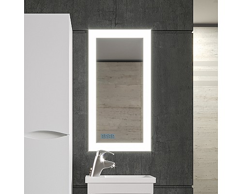 Зеркало Бриклаер Вега 40 4627125414190 с подсветкой с бесконтактным выключателем и часами