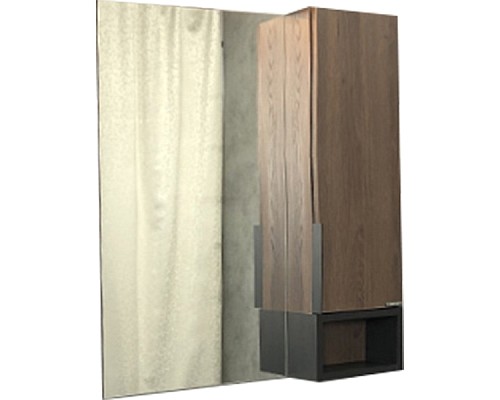 Зеркало со шкафом Comforty Франкфурт 75 00004151044 Дуб шоколадно-коричневый Черное матовое