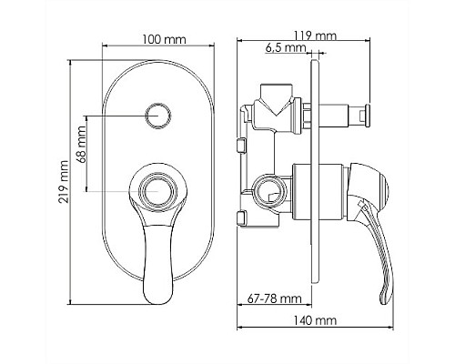 Смеситель WasserKRAFT 1361 для ванны и душа