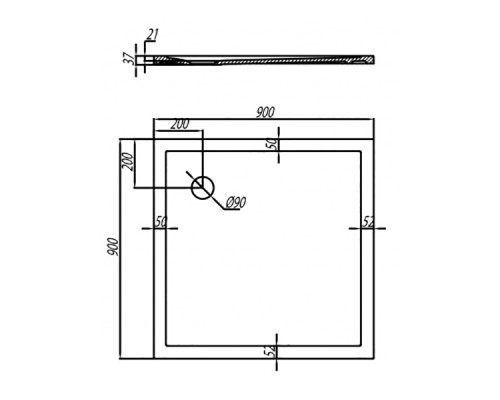 Душевой поддон из искусственного камня Aquaton Калифорния 90x90 1A713536CA010 Белый