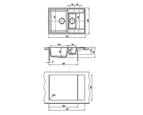 Кухонная мойка Lemark Ramza 760 9910040 Жасмин