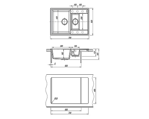 Кухонная мойка Lemark Ramza 760 9910040 Жасмин