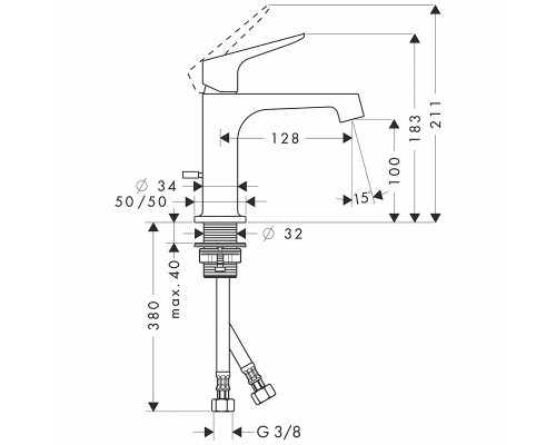Смеситель для раковины Axor Citterio M 34010000 Хром
