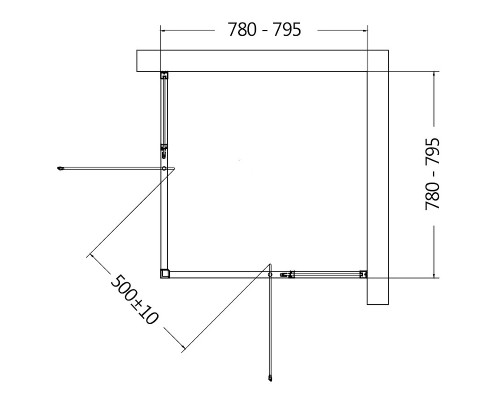 Душевой уголок AQUAme 80x80 профиль Черный матовый стекло прозрачное