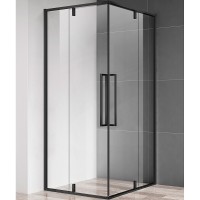 Душевой уголок AQUAme 80x80 профиль Черный матовый стекло прозрачное