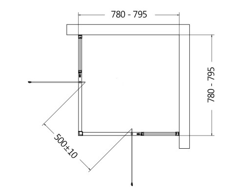 Душевой уголок AQUAme 80x80 профиль Черный матовый стекло прозрачное