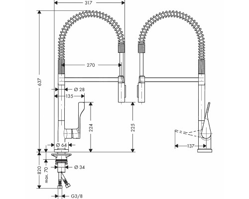 Смеситель для кухни Axor Citterio 39840000 Хром