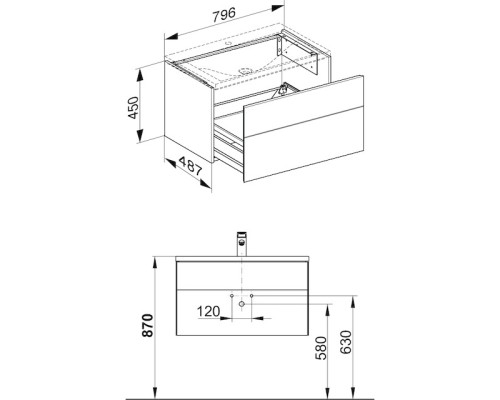 Тумба под раковину Keuco Royal Reflex 80 34060140000 подвесная Трюфель