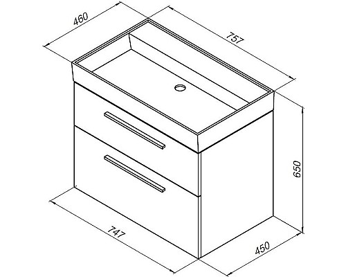 Тумба под раковину Aquanet Nova 75 242260 подвесная Дуб рошелье
