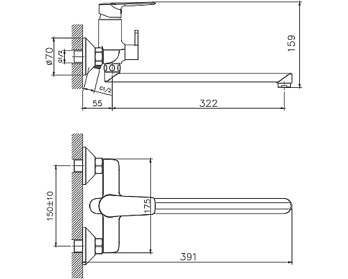 Смеситель для ванны Haiba HB22563 универсальный Хром